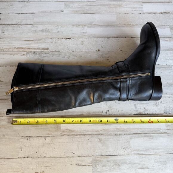 Tory Burch Blaire Tall Riding Boots Women’s Size 6 Black Leather Gold Hardware - Picture 8 of 16